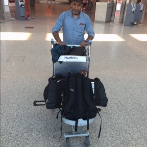 Benny Wenda at Heathrow airport in the UK after US officials revoked his 10 year business visa 