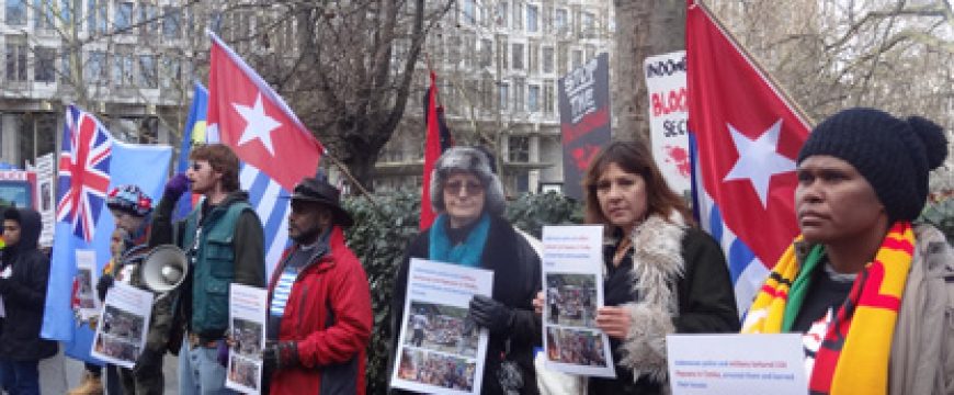 Protest against Indonesia violence and brutalities in Timika, outside of the Indonesian Embassy, London