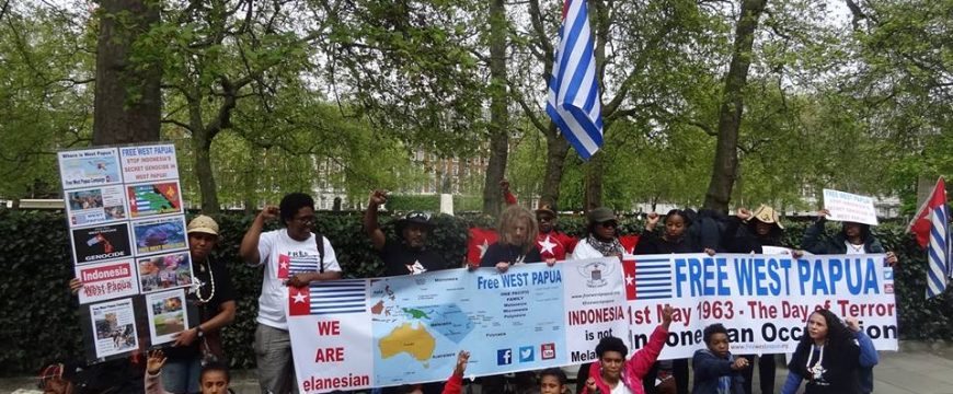 Free West Papua protest outside the Indonesian Embassy in London