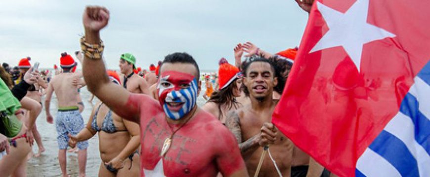 Free West Papua Campaign Netherland Represented New Years Dive 2015 Scheveningen Beach in Netherlands